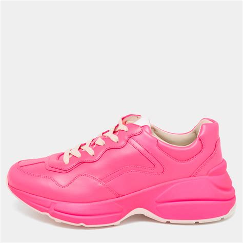 gucci neon pink sneakers|pink gucci sneakers women.